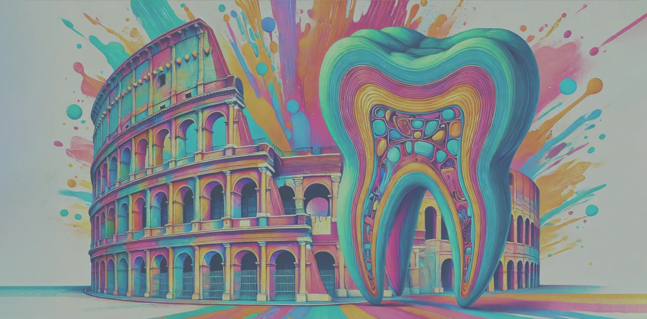 Colosseum and tooth illustration from the Advanced Endodontics course